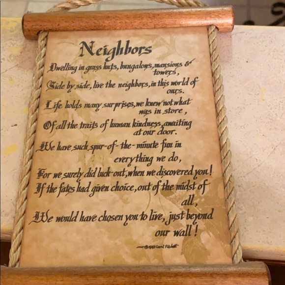 Neighbors Plaque - Picture 1 of 2